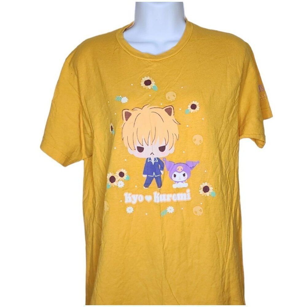 Fruits Basket Hello Kitty Kyo Kuromi TShirt Womens M Yellow
